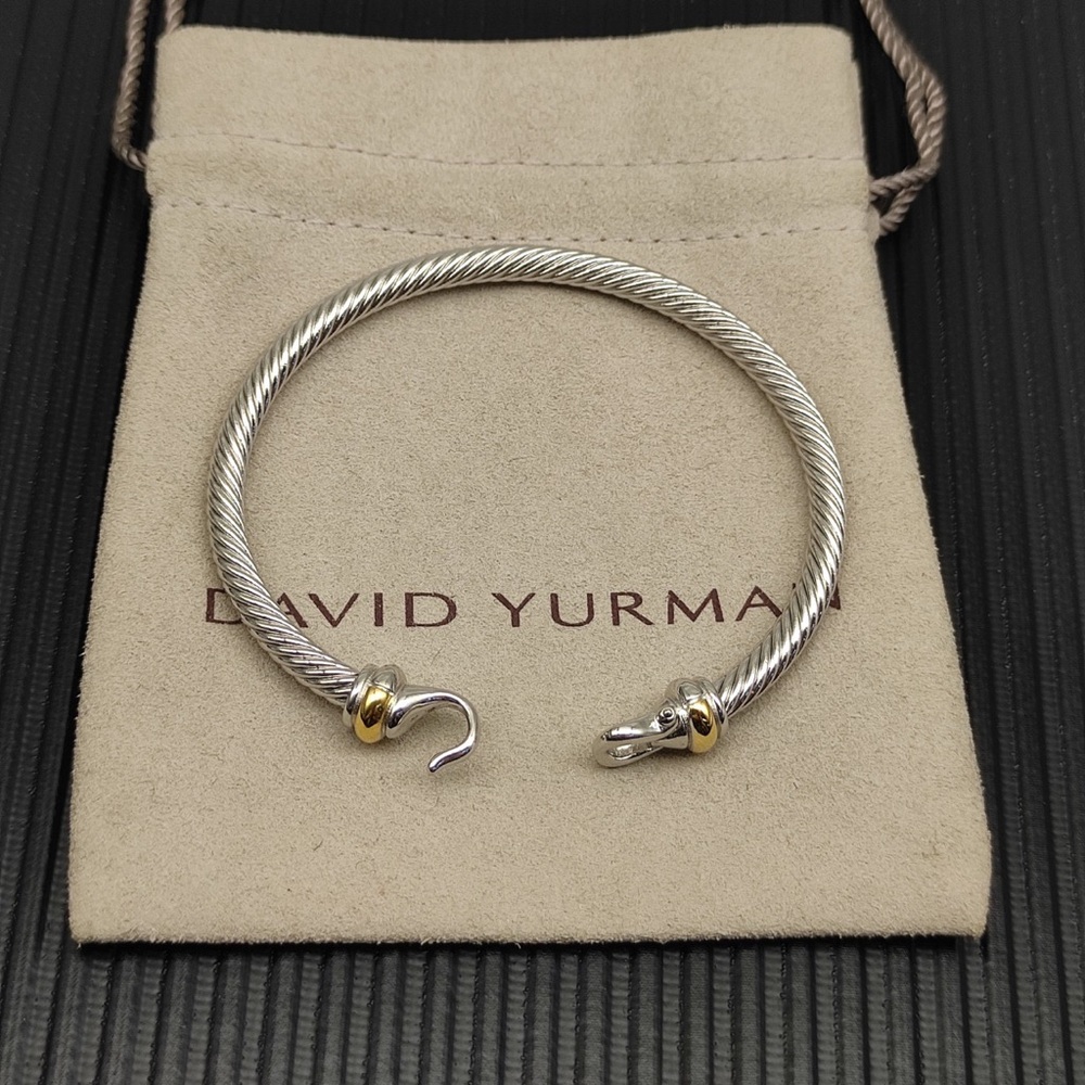 ✨David Yurman Two-Tone Cable Open Cuff Bracelet in Silver and Gold Accents